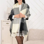 Marlowe Cashmere Scarf - Soft Warm Check Pattern Wrap