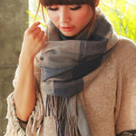 Marlowe Cashmere Scarf - Soft Warm Check Pattern Wrap