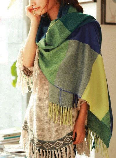 Marlowe Cashmere Scarf - Soft Warm Check Pattern Wrap