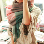 Marlowe Cashmere Scarf - Soft Warm Check Pattern Wrap