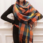 Marlowe Cashmere Scarf - Soft Warm Check Pattern Wrap
