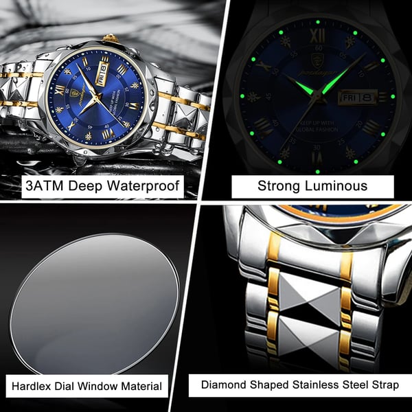 Men's Water-Resistant Watch with Luminous Hands - Easy-Read Timepiece