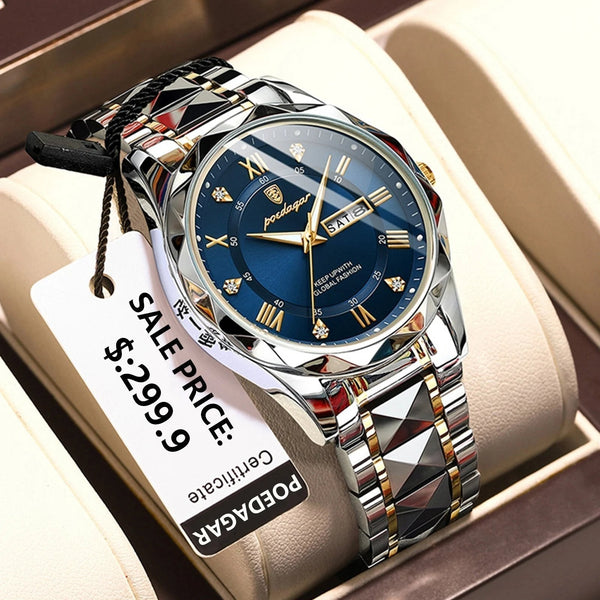 Men's Water-Resistant Watch with Luminous Hands - Easy-Read Timepiece