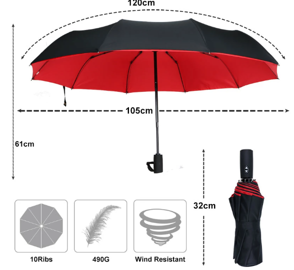 Windproof Umbrella - Storm-Ready, Easy One-Hand Operation