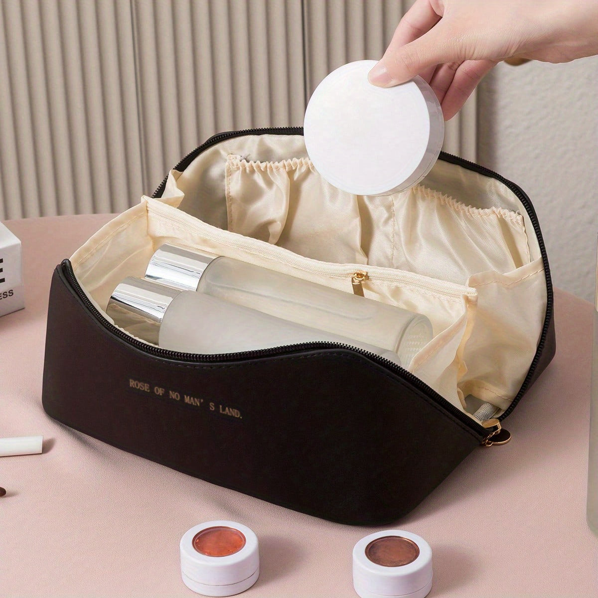 Luxury Makeup Organizer Bag - Zippered Travel Toiletry Case