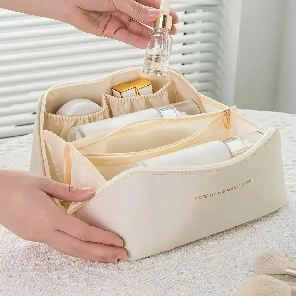 Luxury Makeup Organizer Bag - Zippered Travel Toiletry Case