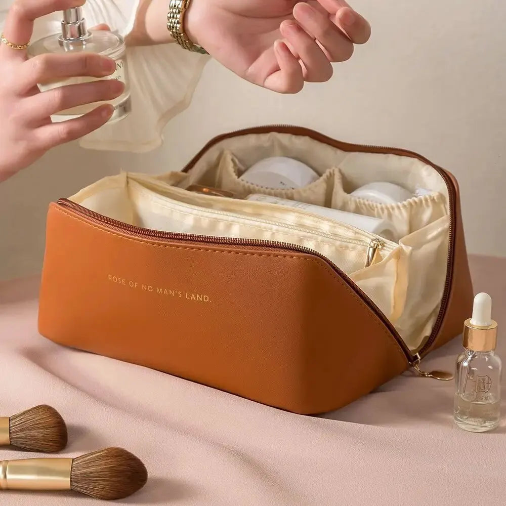 Luxury Makeup Organizer Bag - Zippered Travel Toiletry Case