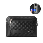 Men's Anti-Theft Leather Clutch - Fingerprint Lock Wallet Bag