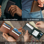 StitchCraft Bifold Leather Wallet - RFID Blocking Protection