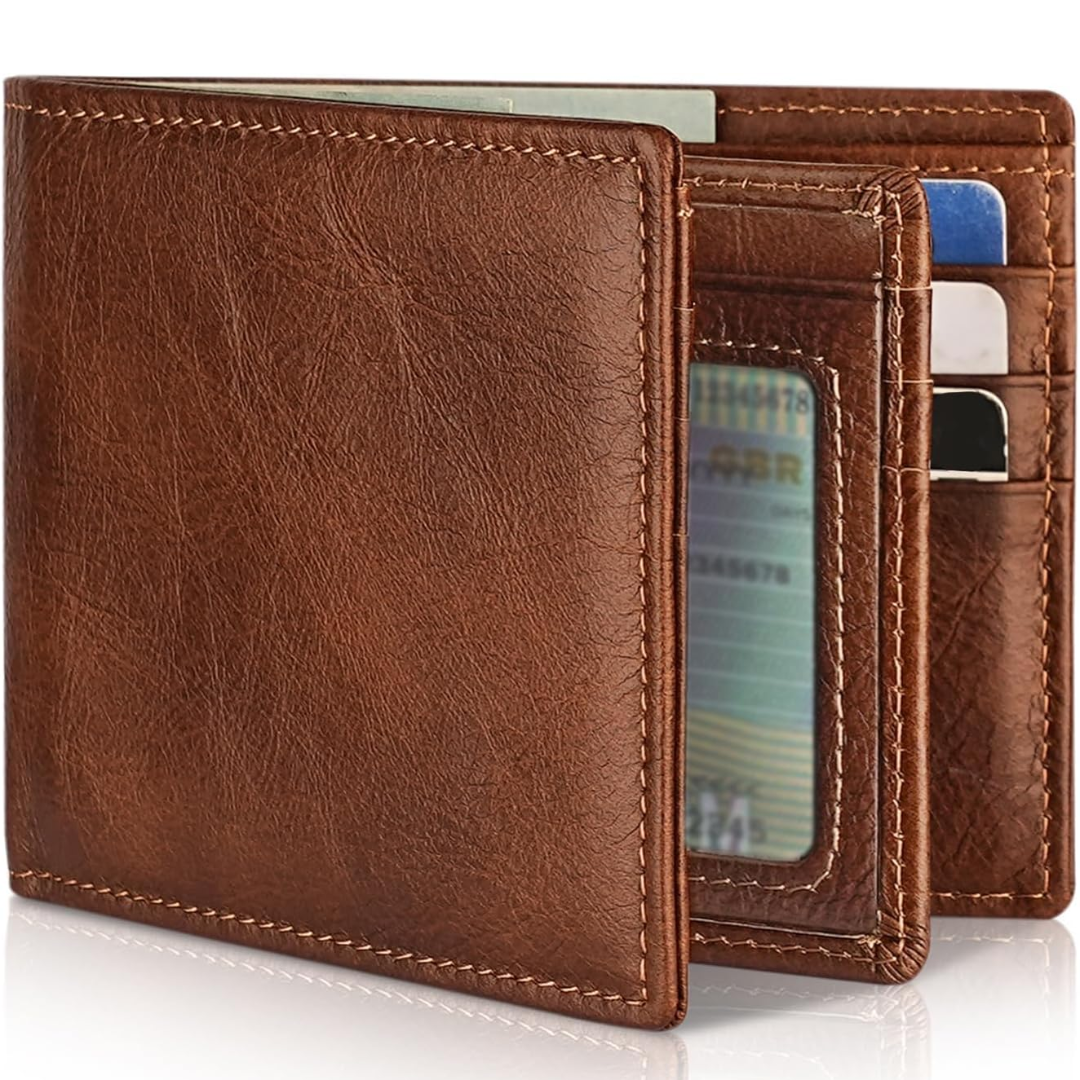 StitchCraft Bifold Leather Wallet - RFID Blocking Protection