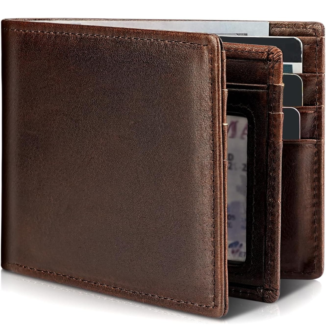 StitchCraft Bifold Leather Wallet - RFID Blocking Protection