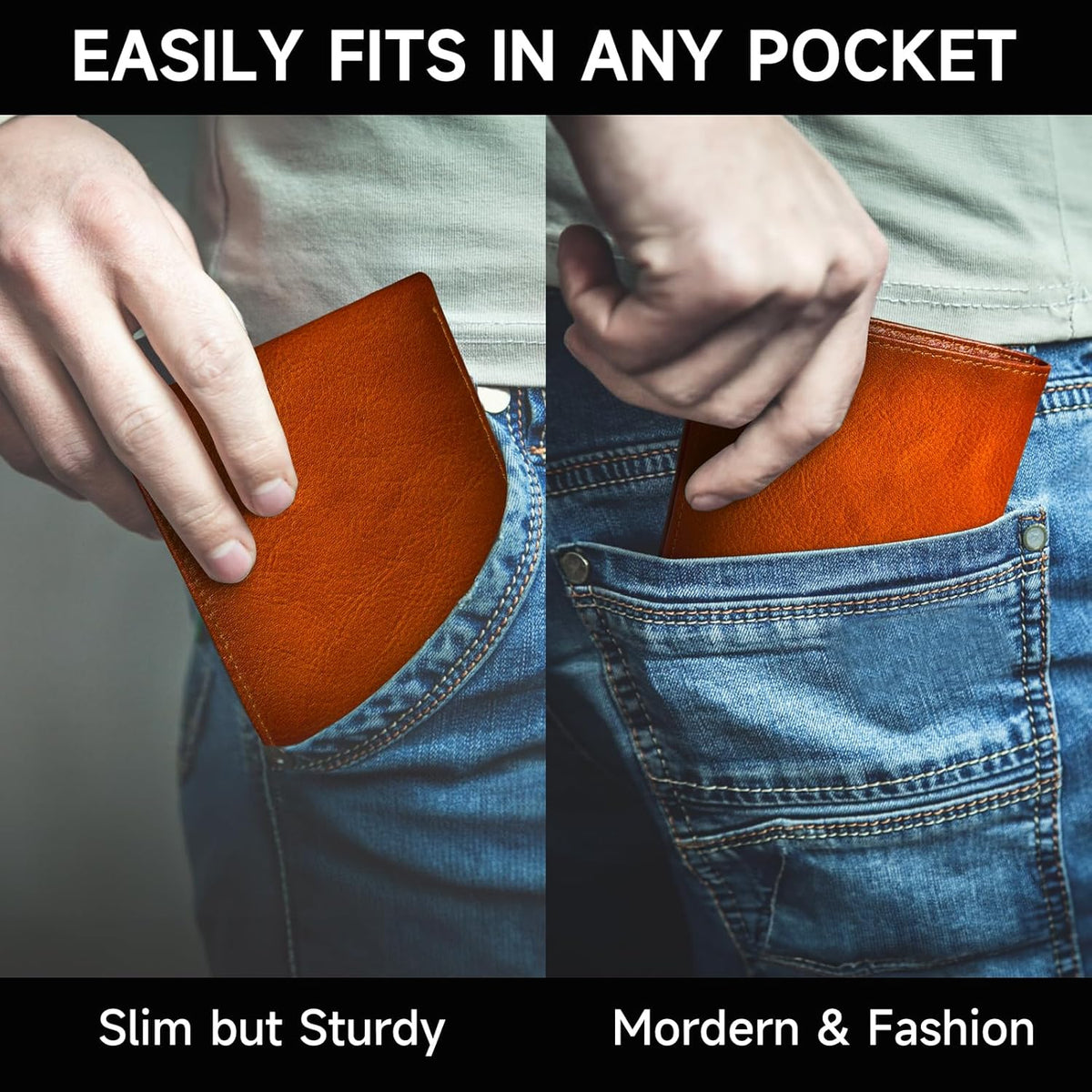 EliteFold Men's Bifold Leather Wallet - RFID Blocking Design