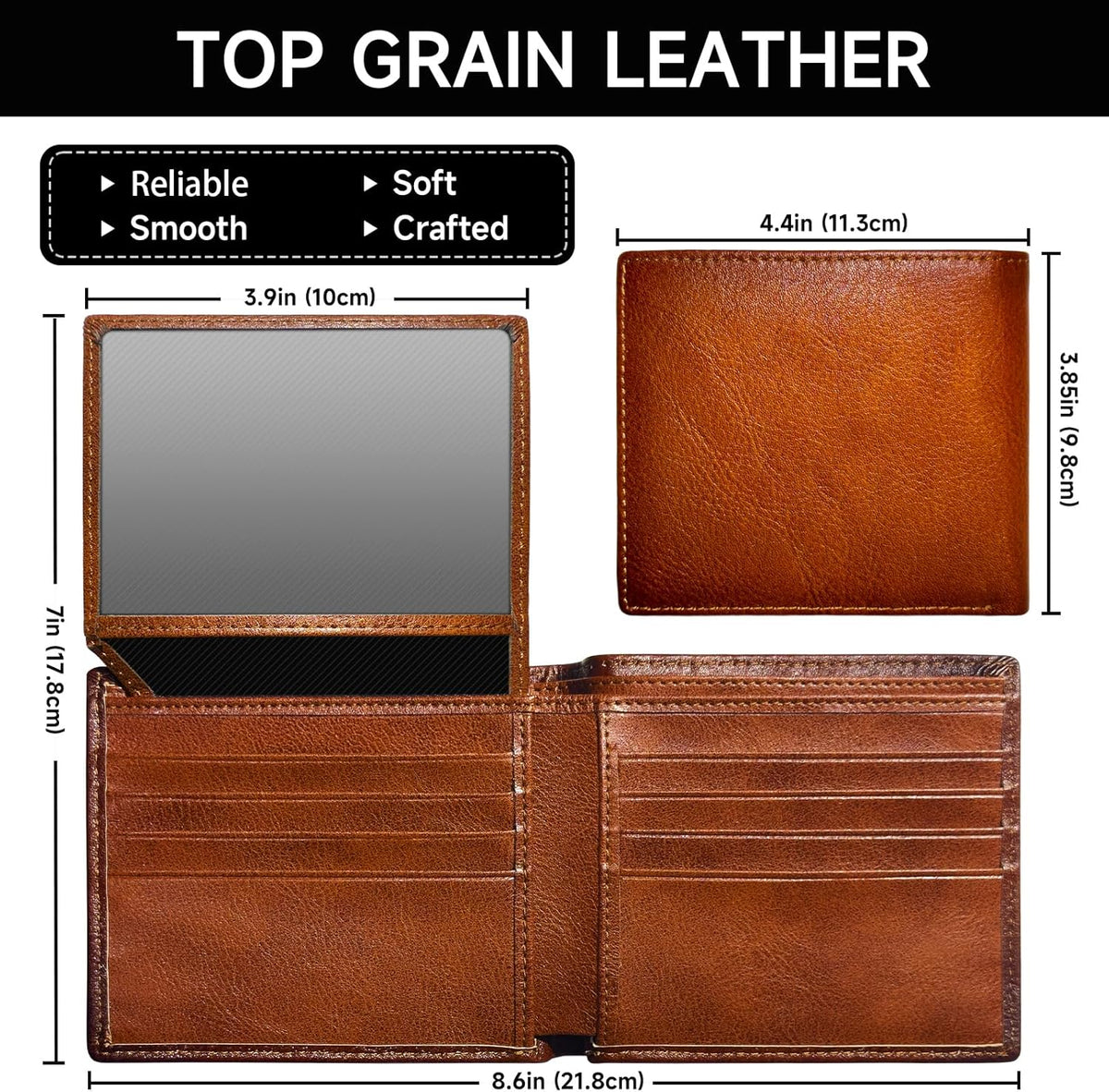 EliteFold Men's Bifold Leather Wallet - RFID Blocking Design