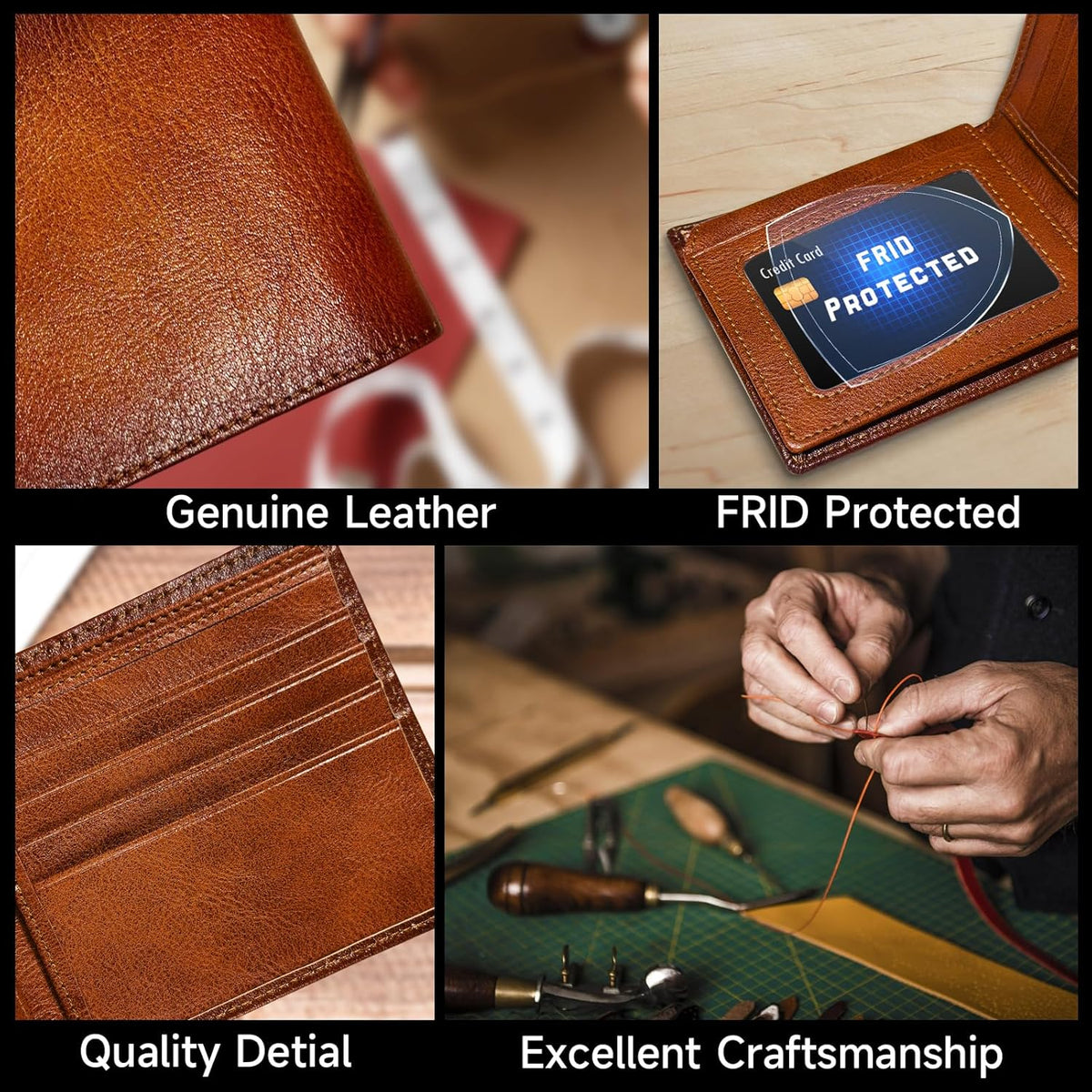EliteFold Men's Bifold Leather Wallet - RFID Blocking Design