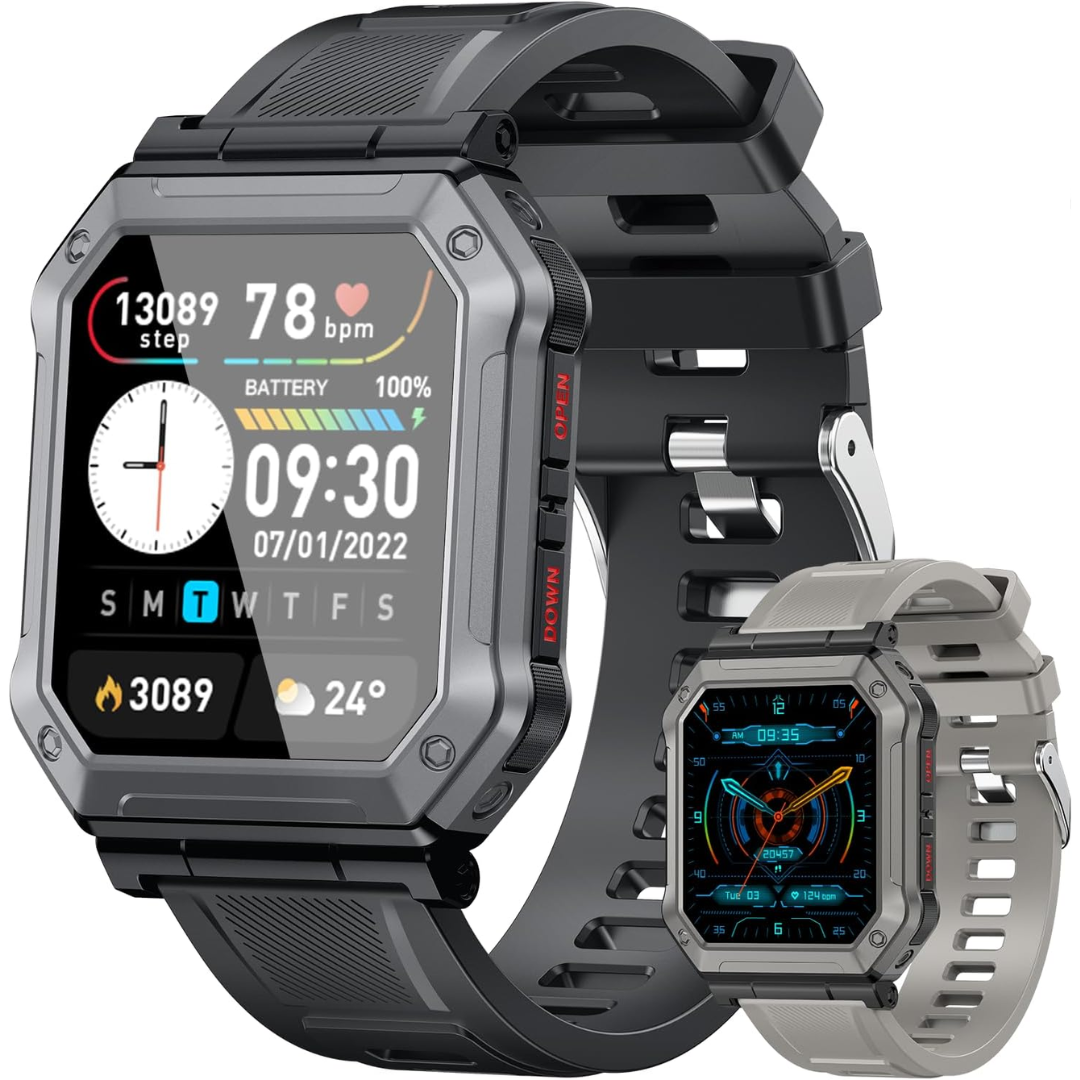 Wayne Military Smartwatch for Men - Fitness Tracker with Calls