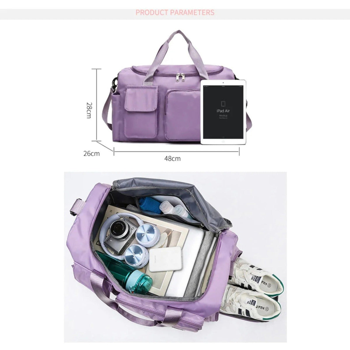 Multi-Pocket Travel Gym Duffle Bag - Organized Storage with Shoe Compartment