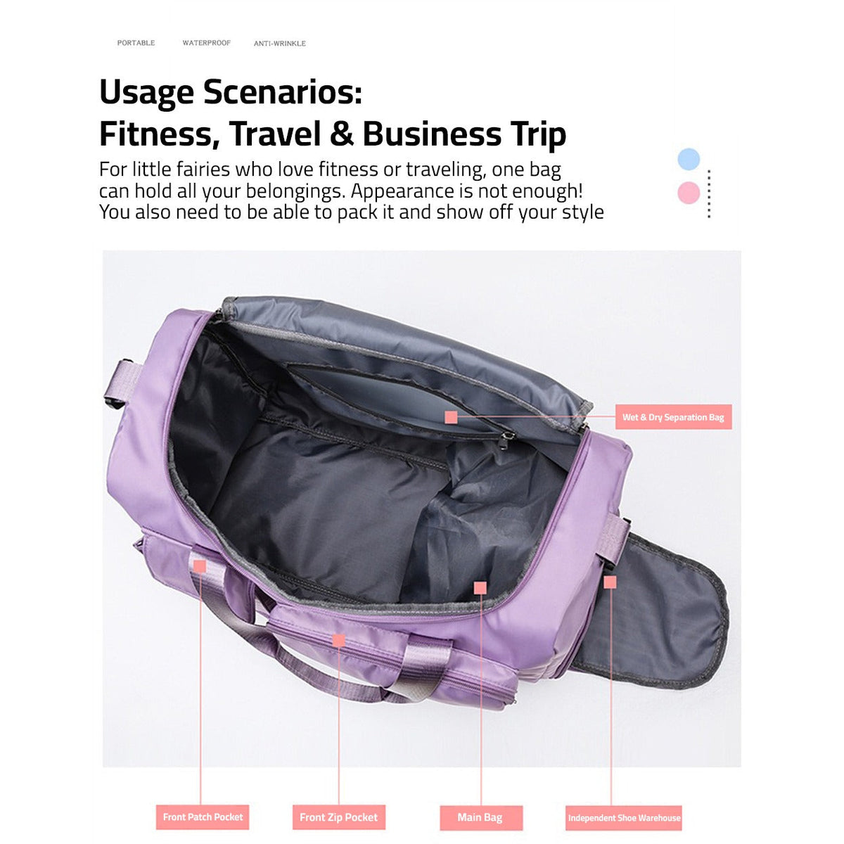 Multi-Pocket Travel Gym Duffle Bag - Organized Storage with Shoe Compartment