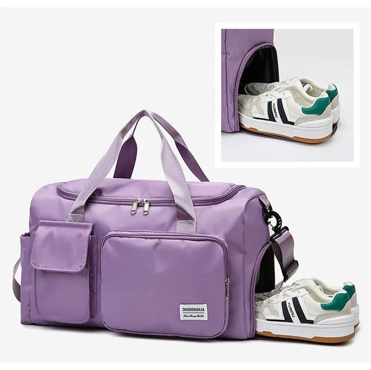 Multi-Pocket Travel Gym Duffle Bag - Organized Storage with Shoe Compartment