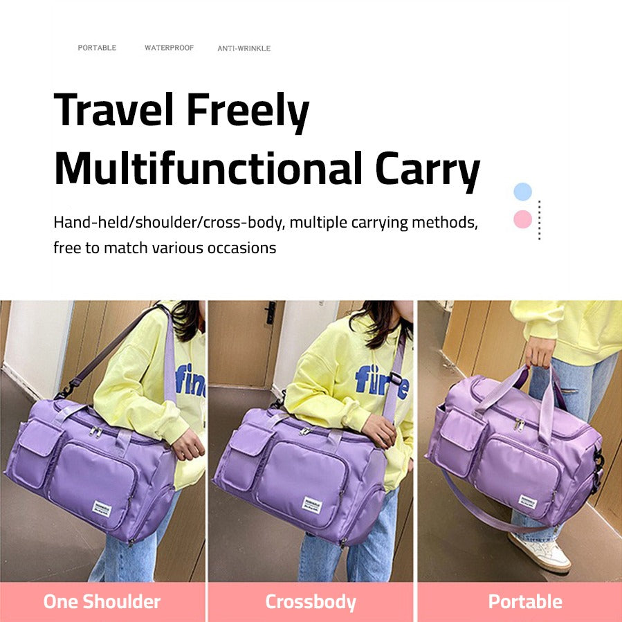 Multi-Pocket Travel Gym Duffle Bag - Organized Storage with Shoe Compartment