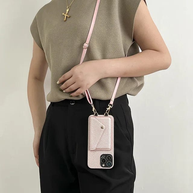 Leather Crossbody Phone Case - Lanyard & Card Holder