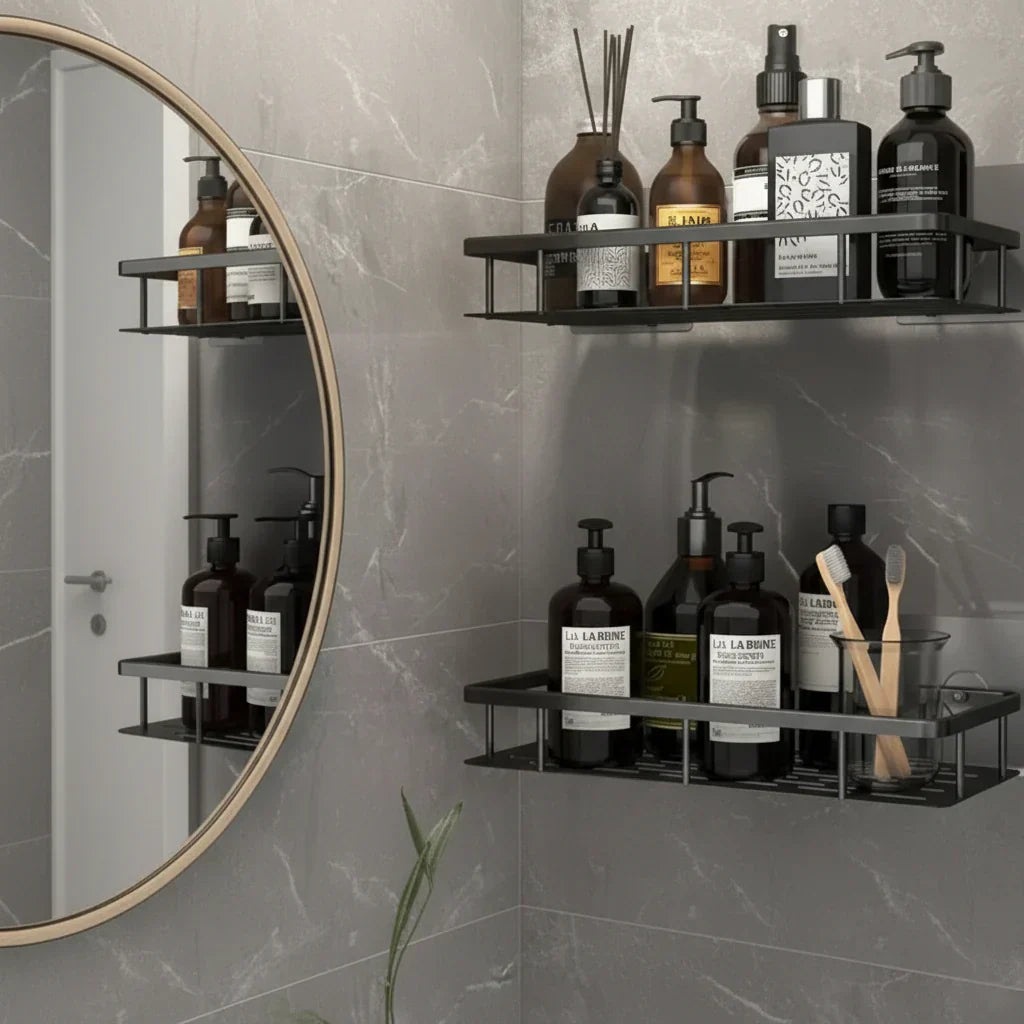 NordicShelf Adhesive Bathroom Shelf - Drill-Free Storage