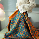 Terra Loom Six-Layer Cotton Quilt - Warm Orange & Blue Pattern