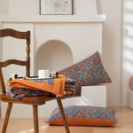 Terra Loom Six-Layer Cotton Quilt - Warm Orange & Blue Pattern