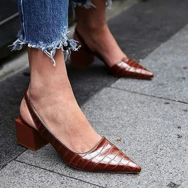 Orthopaedic Croco-Print Heels - Supportive Comfort Pumps for Women