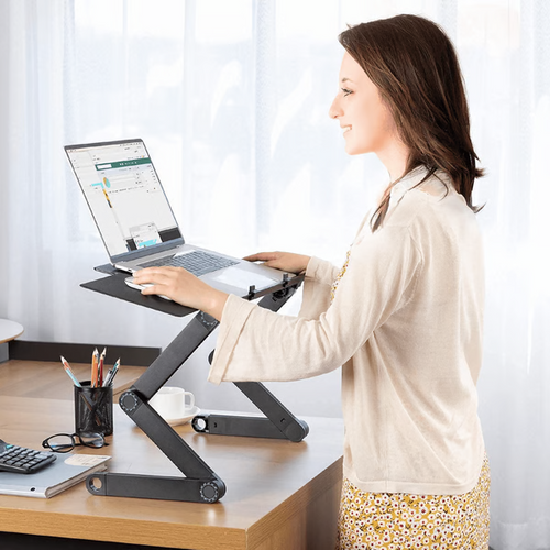 360-Degree Ergonomic Laptop Stand - Detachable Mouse Plate Riser