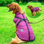 Waterproof Winter Dog Jacket - Sherpa-Fleece Lined with Built-In Harness