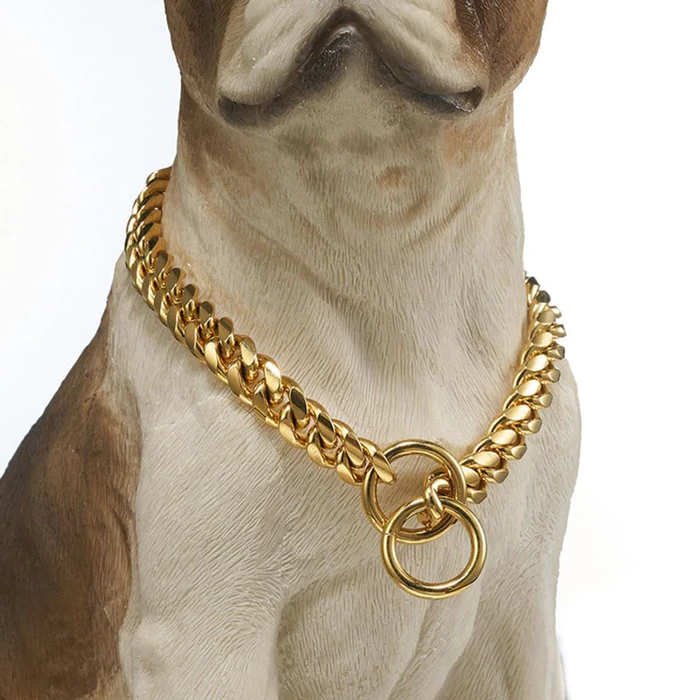 Stainless Steel Dog Chain Collar - Heavy-Duty Walking Links