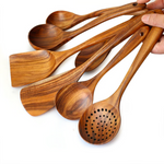 Teak Wood Kitchen Utensils - Eco-Friendly Non-Toxic Cooking Set
