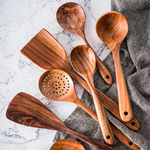Teak Wood Kitchen Utensils - Eco-Friendly Non-Toxic Cooking Set