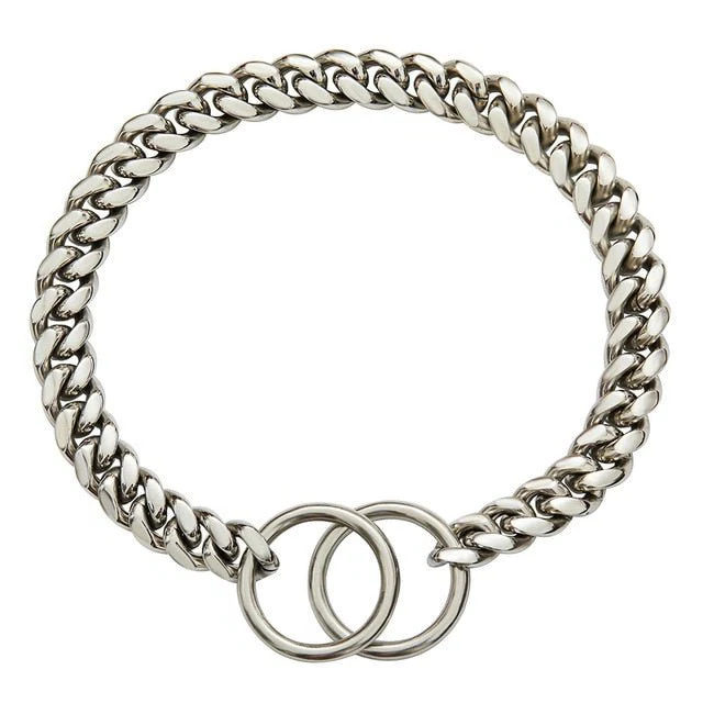 Stainless Steel Dog Chain Collar - Heavy-Duty Walking Links