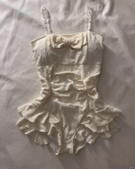 Bow & Lace Trim One-Piece Swimsuit - Elegant Poolside Style