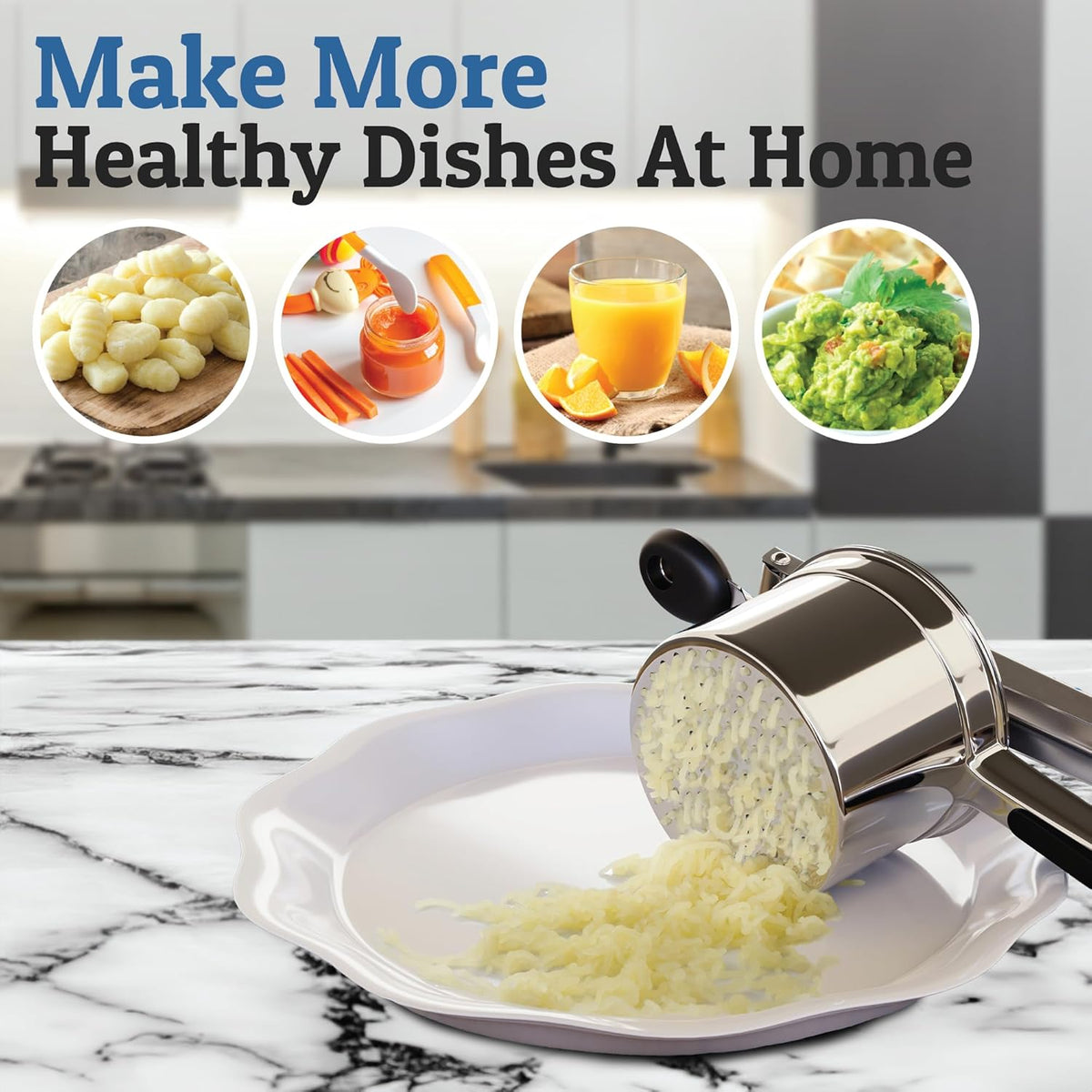Heavy-Duty Stainless Steel Potato Masher - Smooth, Lump-Free Mashing