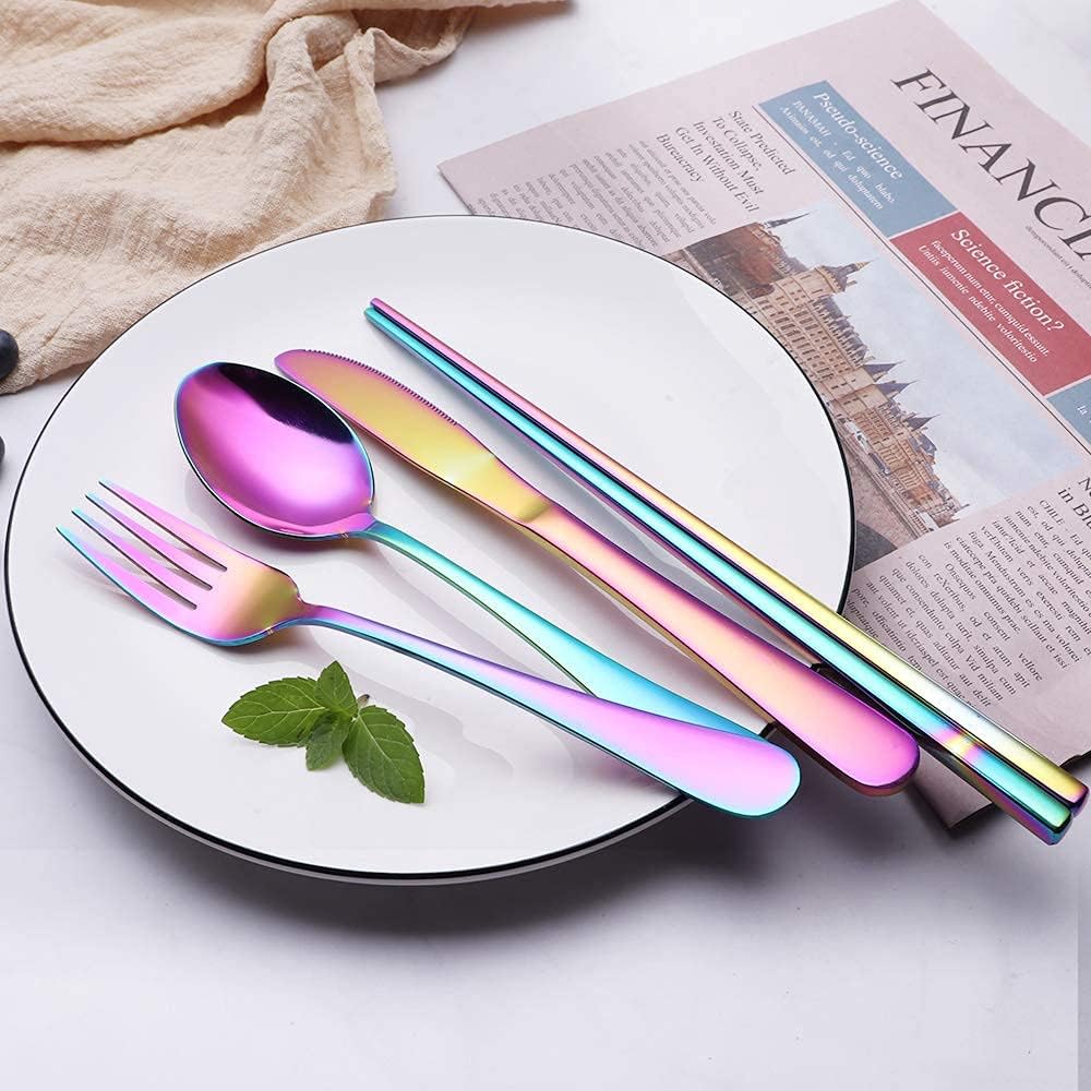 Portable Stainless Steel Cutlery Set - Travel Utensils with Case