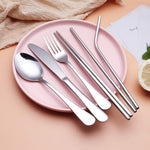 Portable Stainless Steel Cutlery Set - Travel Utensils with Case