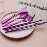 Portable Stainless Steel Cutlery Set - Travel Utensils with Case
