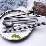 Portable Stainless Steel Cutlery Set - Travel Utensils with Case