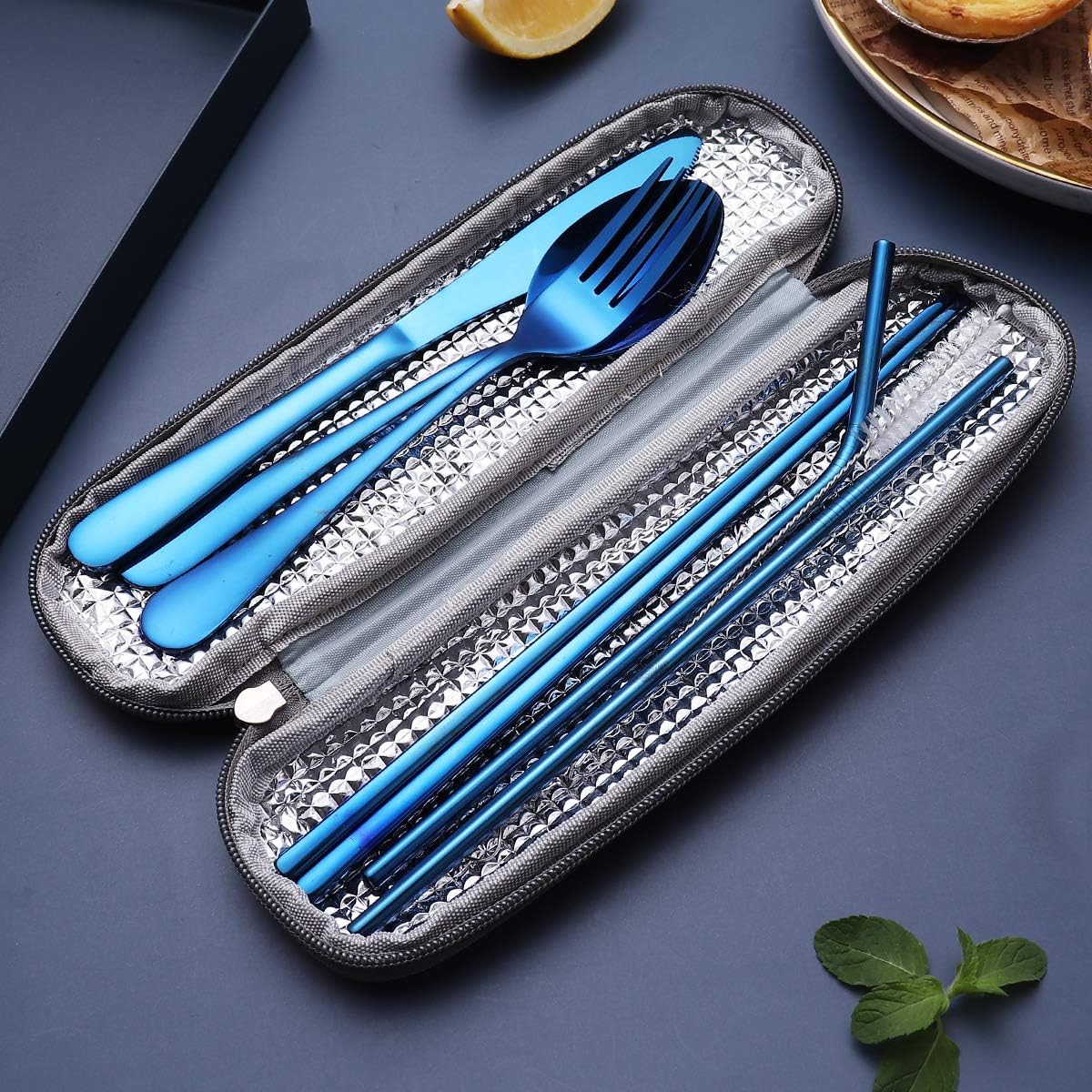Portable Stainless Steel Cutlery Set - Travel Utensils with Case