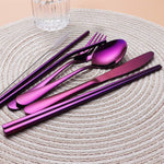 Portable Stainless Steel Cutlery Set - Travel Utensils with Case