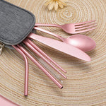 Portable Stainless Steel Cutlery Set - Travel Utensils with Case