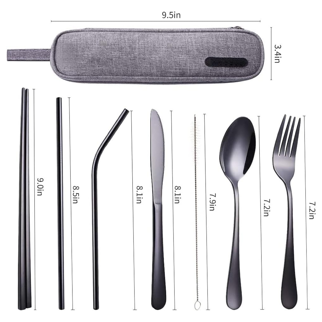 Portable Stainless Steel Cutlery Set - Travel Utensils with Case