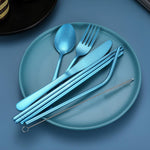Portable Stainless Steel Cutlery Set - Travel Utensils with Case
