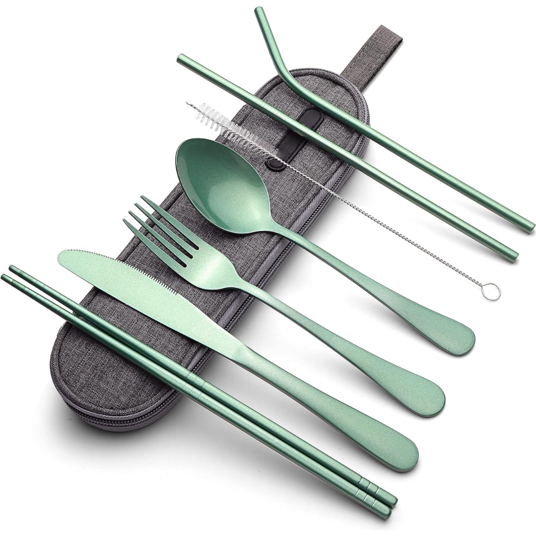 Portable Stainless Steel Cutlery Set - Travel Utensils with Case