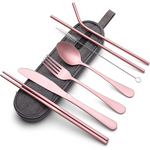 Portable Stainless Steel Cutlery Set - Travel Utensils with Case