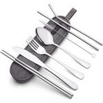 Portable Stainless Steel Cutlery Set - Travel Utensils with Case