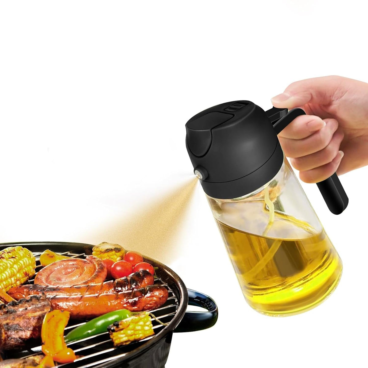 DualSpray Olive Oil Sprayer - 2-in-1 Glass Dispenser and Mister