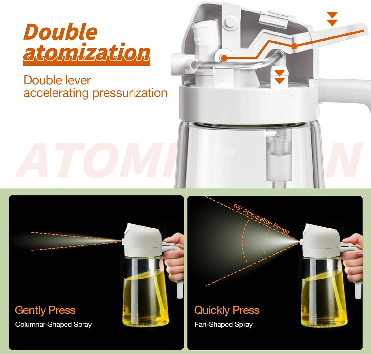 DualSpray Olive Oil Sprayer - 2-in-1 Glass Dispenser and Mister